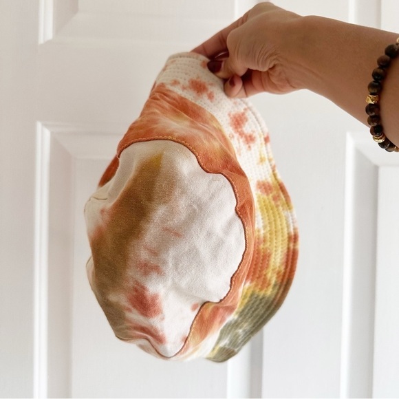 Vintage‎ Y2K Tie Dye Orange Tan Bucket Hat - Picture 2 of 4